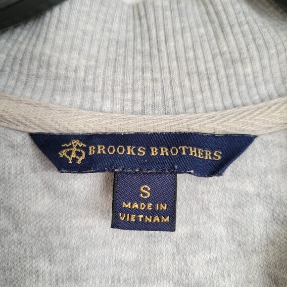Brooks Brothers Heather Gray Cotton Full Zip Long Sleeve Sweater Jacket Sz Small - Picture 10 of 12